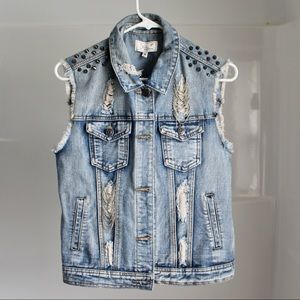 Vintage Distressed Denim Vest